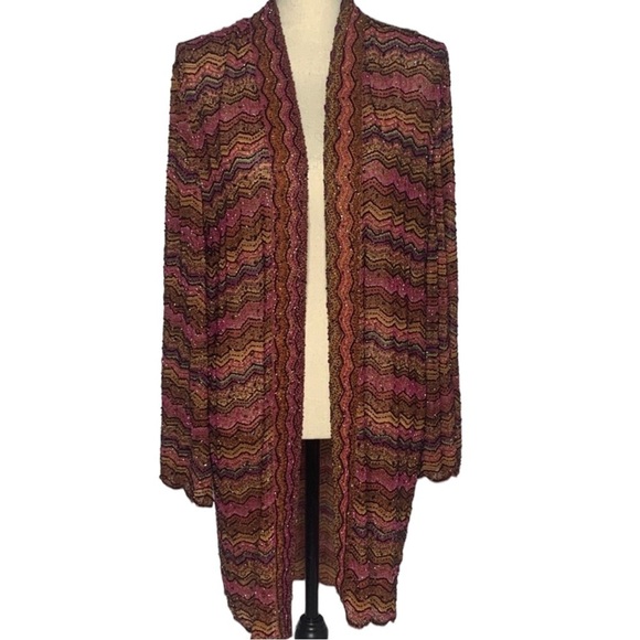 Marina Multicolored Zig Zag Fully Beaded Duster NWT - Picture 3 of 16